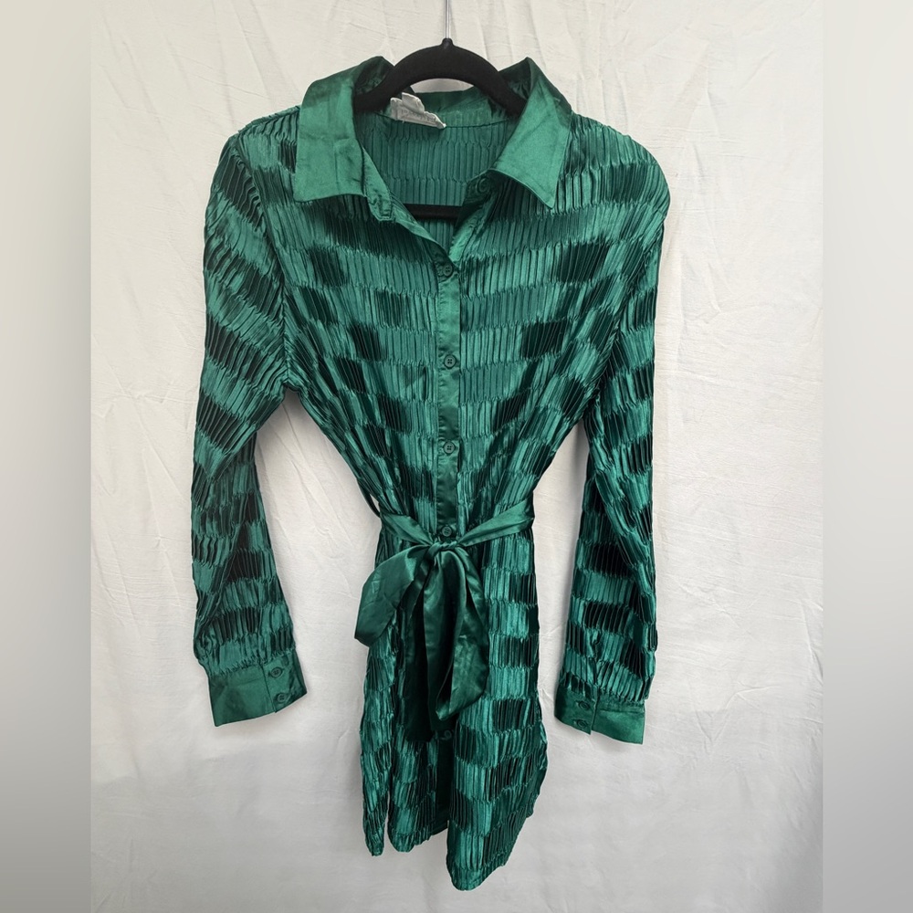 LoveRiche Satin Green Dress